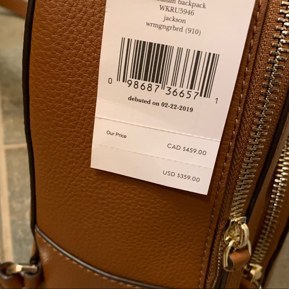 KATE SPADE MEDIUM BACKPACK JACKSON LEATHER BROWN - Picture 5 of 8